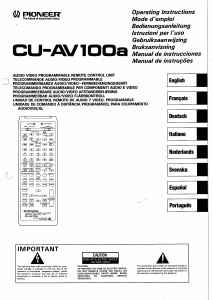 Bedienungsanleitung Pioneer CU-AV100a Fernbedienung