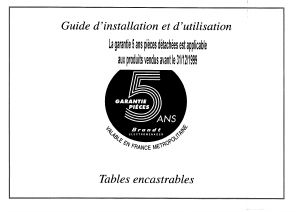 Mode d’emploi Brandt T64GHN Table de cuisson