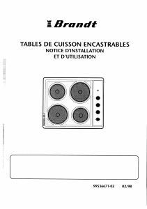 Mode d’emploi Brandt TE4B Table de cuisson