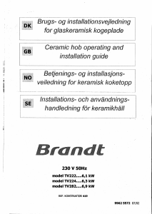 Brugsanvisning Brandt TV222XN1 Kogesektion