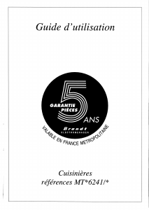 Mode d’emploi Brandt GCE60C Cuisinière