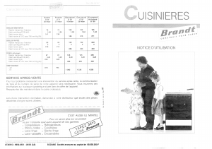 Mode d’emploi Brandt GN5010 Cuisinière
