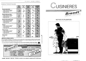 Mode d’emploi Brandt GN5011 Cuisinière
