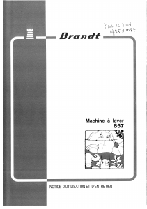 Mode d’emploi Brandt STATO857C Lave-linge