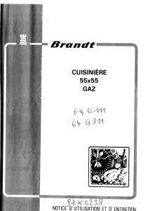 Mode d’emploi Brandt 64G31C Cuisinière