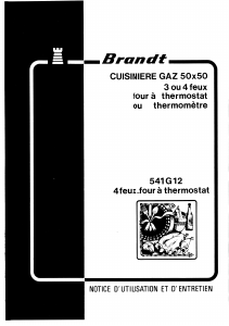 Mode d’emploi Brandt 541G12 Cuisinière