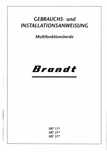 Bedienungsanleitung Brandt FBT21X1G Herd