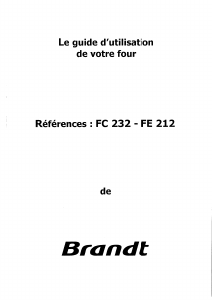 Mode d’emploi Brandt FE212XCKD Four