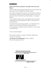 Bedienungsanleitung Siemens HE13020 Herd