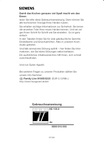 Bedienungsanleitung Siemens HE13920 Herd