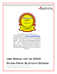 Manual Alpatronix AX320 Speaker