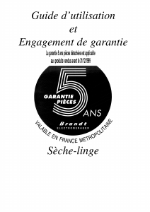 Mode d’emploi Brandt SEE60 Sèche-linge