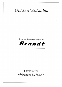 Mode d’emploi Brandt ETB632 Cuisinière
