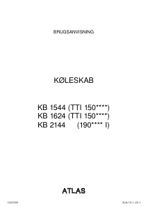 Brugsanvisning Atlas KB 1624 Køleskab