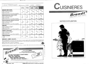 Mode d’emploi Brandt G5011B Cuisinière