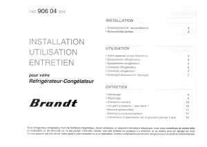 Mode d’emploi Brandt ADF250C Réfrigérateur combiné