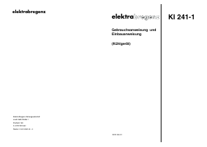 Bedienungsanleitung Elektra Bregenz KI 241-1 Kühlschrank
