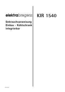 Bedienungsanleitung Elektra Bregenz KIR 1540 Kühlschrank