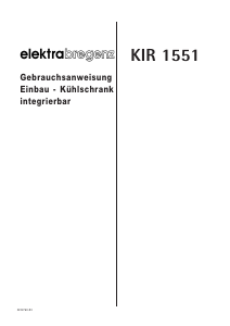 Bedienungsanleitung Elektra Bregenz KIR 1551 Kühlschrank