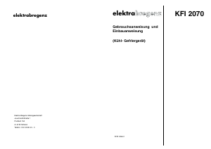 Bedienungsanleitung Elektra Bregenz KFI 2070 Kühl-gefrierkombination