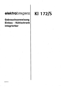 Bedienungsanleitung Elektra Bregenz KI 172/S Kühlschrank