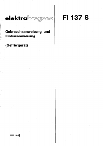 Bedienungsanleitung Elektra Bregenz FI 137 S Gefrierschrank