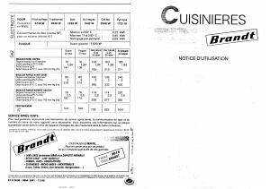 Mode d’emploi Brandt K534N Cuisinière