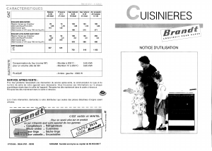 Mode d’emploi Brandt K626N Cuisinière