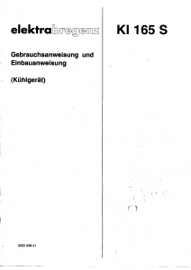 Bedienungsanleitung Elektra Bregenz KI 165 S Kühlschrank