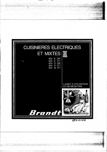 Mode d’emploi Brandt 604M571 Cuisinière