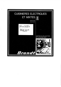 Mode d’emploi Brandt 604E221 Cuisinière