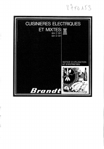 Mode d’emploi Brandt 604D581 Cuisinière