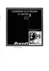 Mode d’emploi Brandt 604D231 Cuisinière
