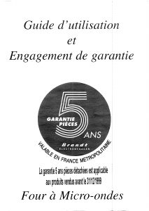 Mode d’emploi Brandt G9259 Micro-onde