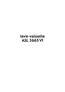 Mode d’emploi Arthur Martin-Electrolux ASL 3665 Lave-vaisselle