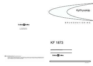 Bruksanvisning ElektroHelios KF1873 Kyl-frys