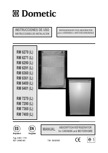 Manual de uso Dometic RM 7270 Refrigerador