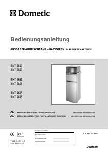 Bedienungsanleitung Dometic RMT 7855 Kühl-gefrierkombination