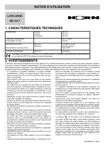 Mode d’emploi Horn HB124T Lave-linge