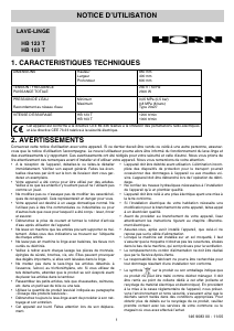 Mode d’emploi Horn HB103T Lave-linge