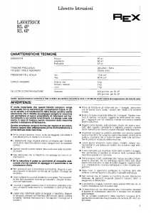 Manuale Rex RL4P Lavatrice