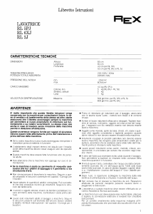 Manuale Rex RL5J Lavatrice