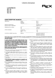 Manuale Rex RL43 Lavatrice