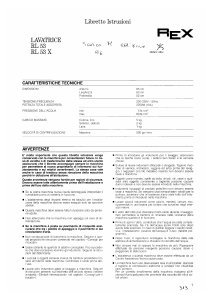 Manuale Rex RL53 Lavatrice