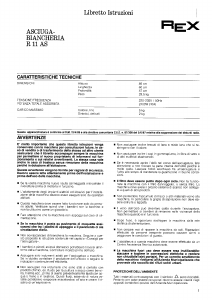 Manuale Rex R11AS Asciugatrice