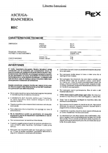Manuale Rex REC Asciugatrice