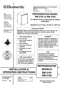 Handleiding Dometic RM 2191 Koelkast