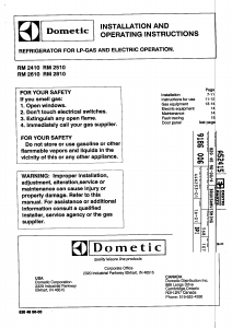 Handleiding Dometic RM 2410 Koelkast