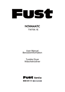 Handleiding Fust Novamatic TW758.1E Wasdroger