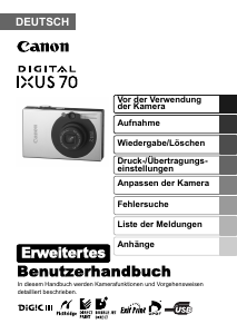 Bedienungsanleitung Canon IXUS 70 Digitalkamera